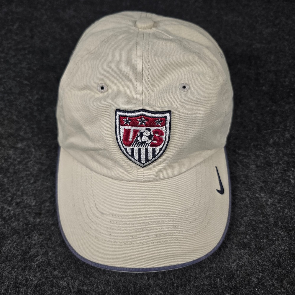 Team USA Soccer Nike Hat Beige Tan Adjustable Strapback World Cup Cap 90s USMNT
